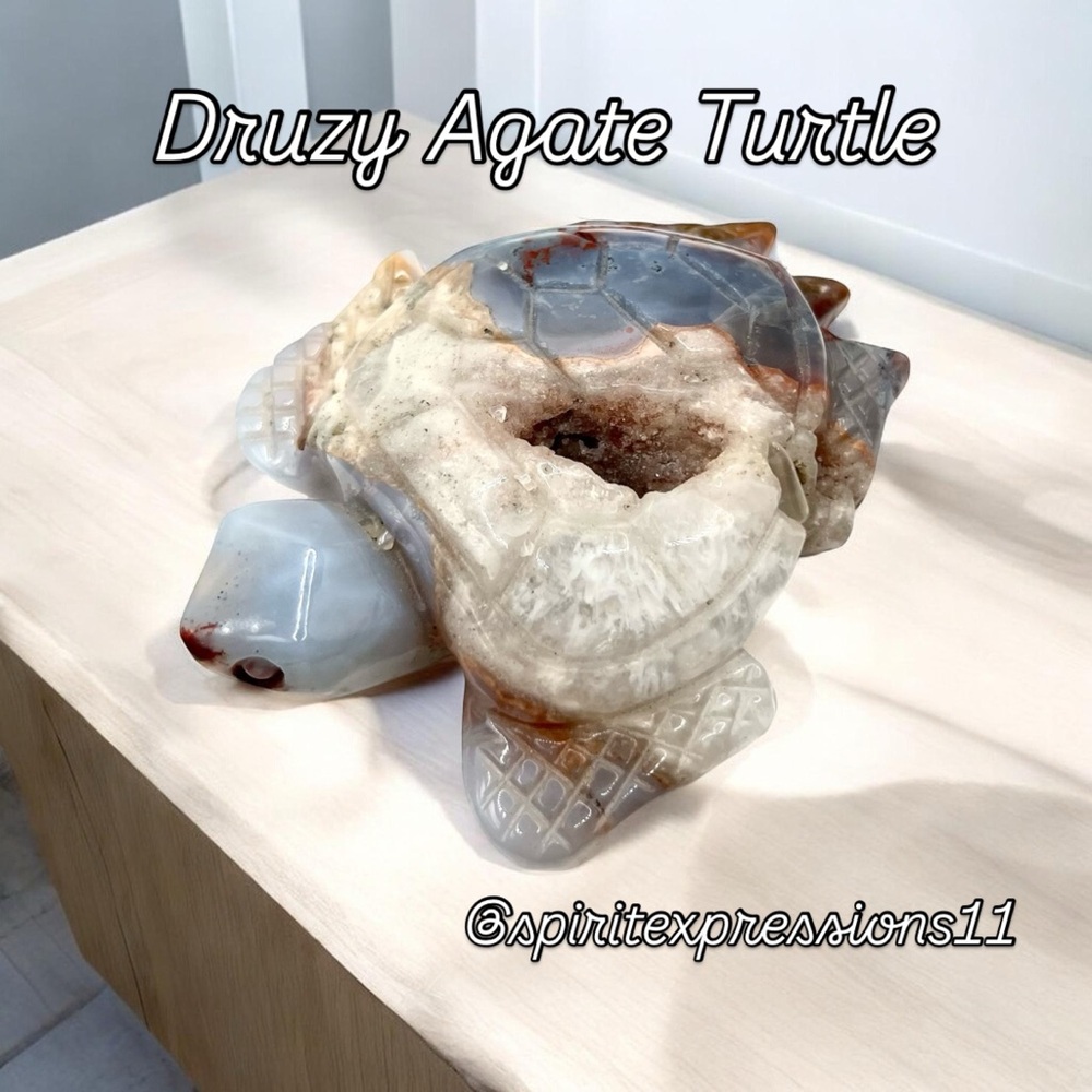 Druzy Agate Turtle Sculpture